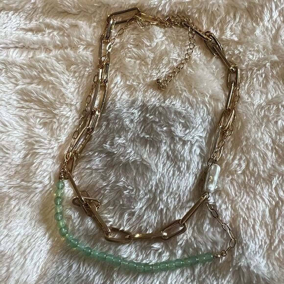 NEW NORDSTROM Oval Freshwater Pearl Link & Bead 2-Layer Necklace - Picture 4 of 9